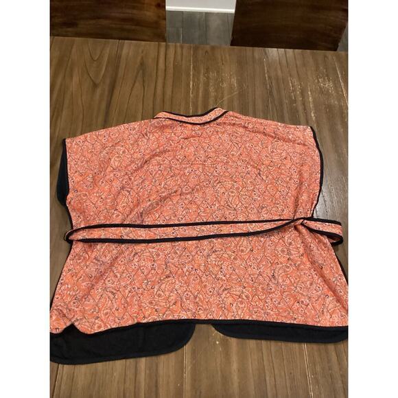 j. Jill Belted Quilted Ruana Sunset Paisley Front Tie Vest Jacket S-L one size - Picture 4 of 6